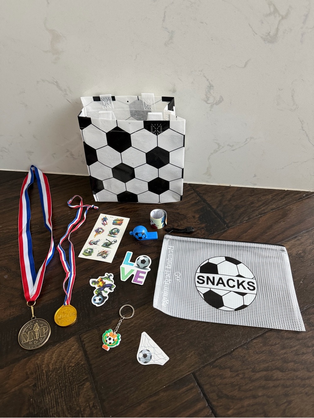 Soccer bag with party favors